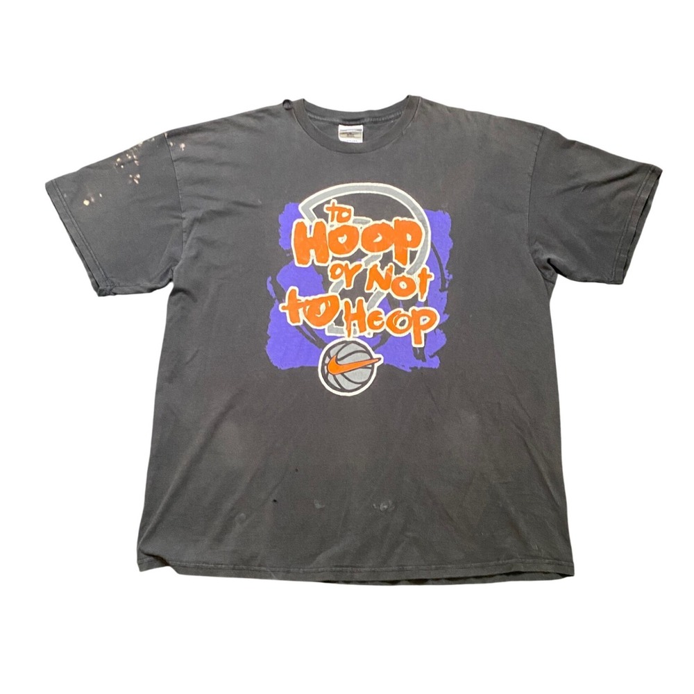 Vintage Nike T-Shirt Black Mens XXL To Hoop or Not‎ To Hoop Distressed USA 90's